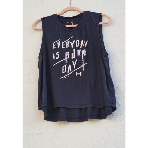 Under Armour Thin Black Athletic Muscle Tank Top Every Day Is Burn Day Size LG - Picture 5 of 5